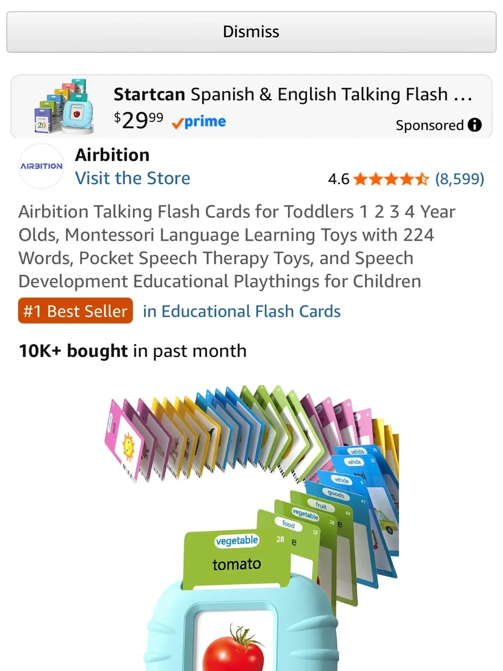 Blue Talking Flash Cards for Toddlers - Educational Language Toy